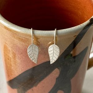 Jane Diaz brushed Sterling Leaf Earrings Sundance Catalog